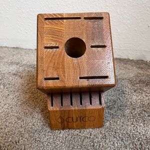 Vintage Cutco Galley + 6 Set Wood Knife Block #1744 Honey Oak Finish 13 Slots